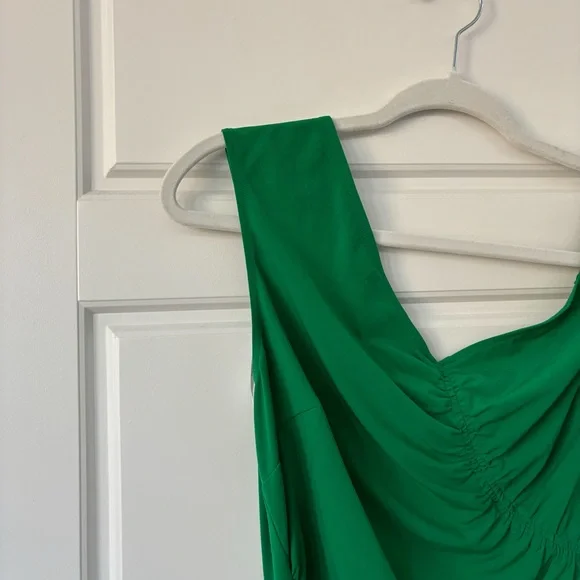 NEW Self-Portrait Bright Green One Shoulder Ruched Mini Dress - Picture 10 of 10